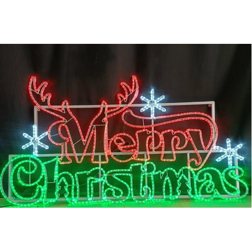 Merry Christmas with Antlers Rope Light Motif 