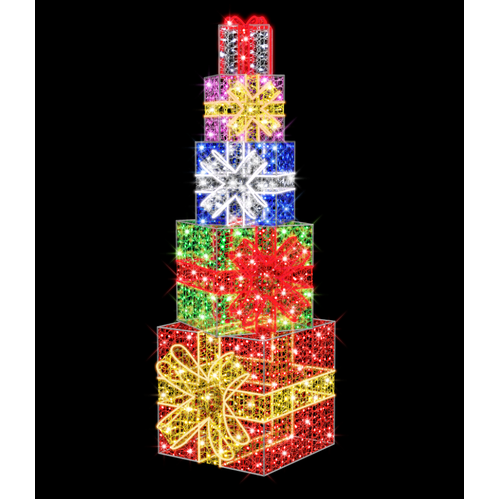 Colourful Giant Present Stack Rope Light Motif 