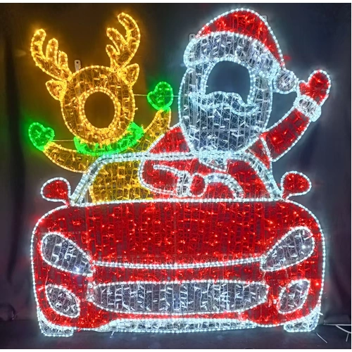 Santa Reindeer in Car Selfie Rope Light Motif - PREORDER FOR 2026