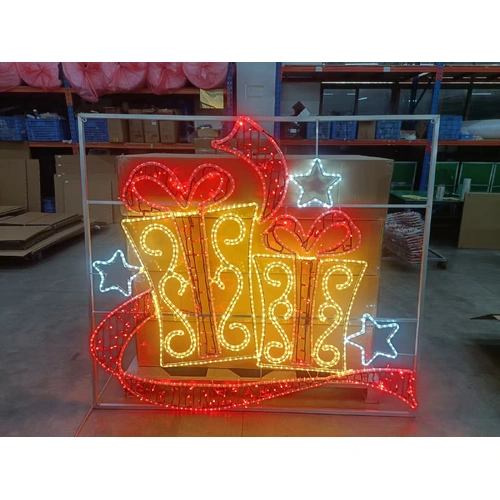 Two Giftboxes with Stars Rope Light Motif - PREORDER FOR 2026