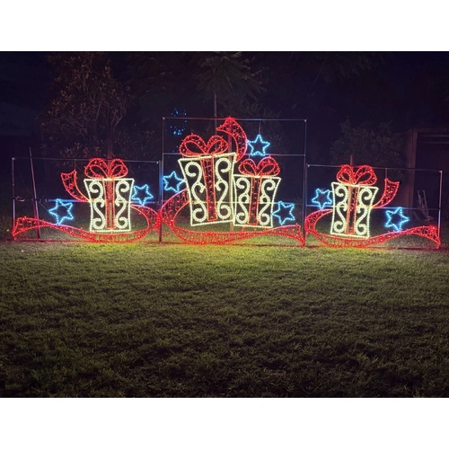 5.4m Warm White/Red Giftboxes Rope Light Motif 