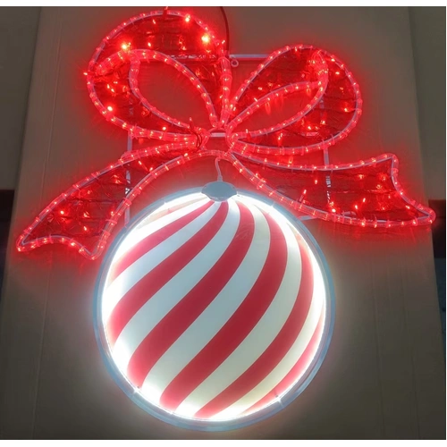 Swirl Bauble with Red Ribbon Rope Light Motif - PREORDER FOR 2026