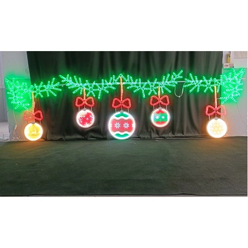 Large Garland 4.2m with 5 Baubles Rope Light Motif