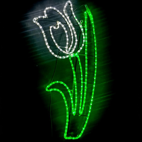 White Tulip Rope Light Motif