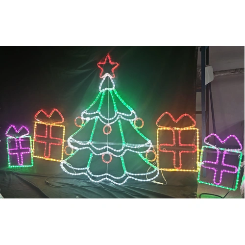 Christmas Tree with Presents Rope Light Motif