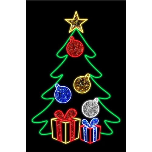 2m Christmas Tree Baubles Presents Rope Light Motif -PREORDER for 2025