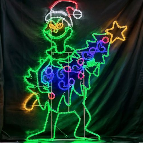 Grinch Stealing Christmas Tree Rope Light Motif
