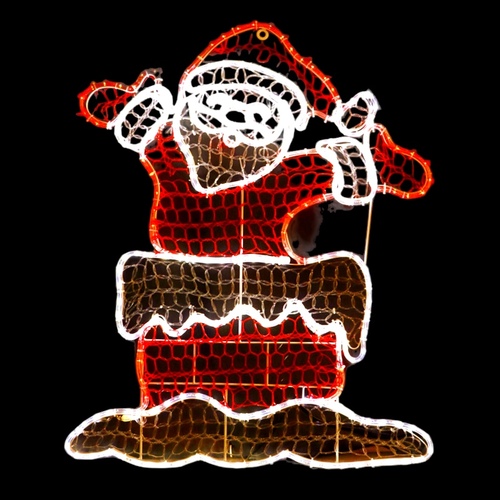 LED Santa in Chimney Rope Light Motif -  100cm tall