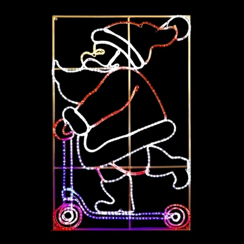 Santa on Scooter Rope Light Motif