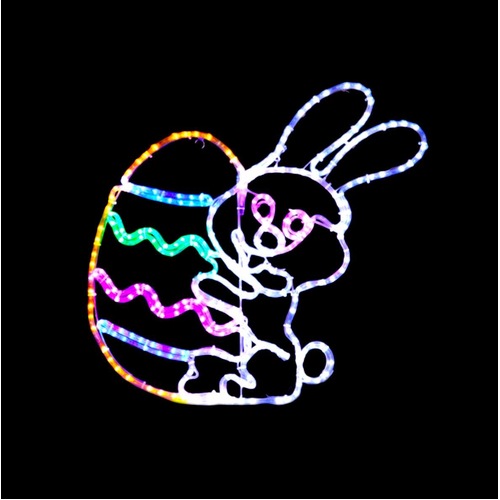 LED Rabbit Holding Easter Egg Rope Light Motif