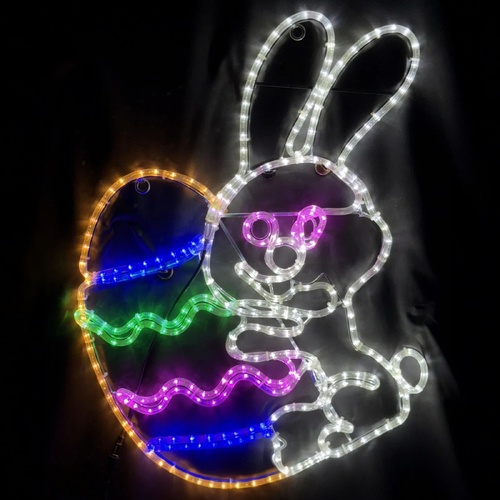 Rabbit Holding Easter Egg Rope Light Motif