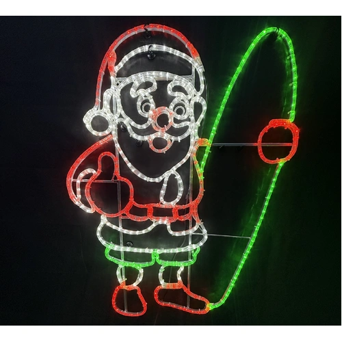 Santa with Surfboard Rope Light Motif 