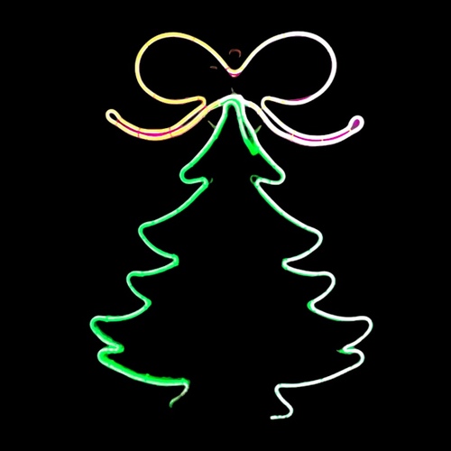 Neon Christmas Tree Bow Rope Light Motif