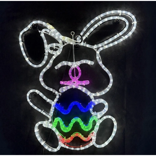 Rabbit Holding Easter Egg Rope Light Motif 