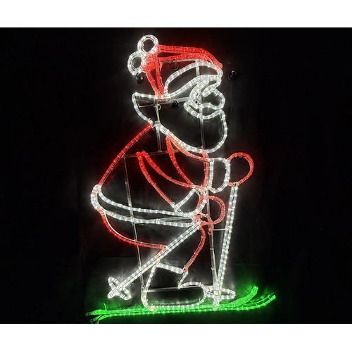 Santa Skiing Rope Light Motif
