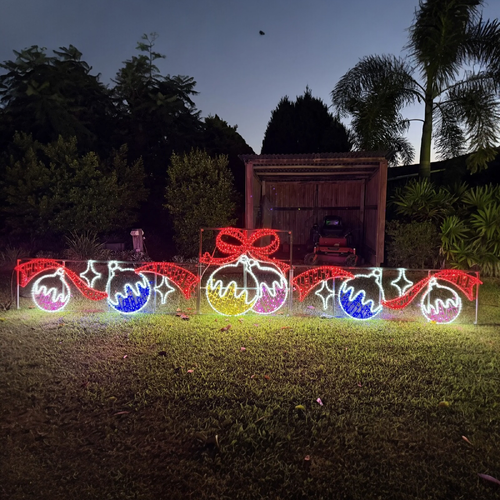 6 Baubles with Swirls Rope Light Motif - 5.05m long