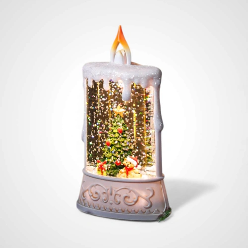 Snowing Mini Candle w/Christmas Tree