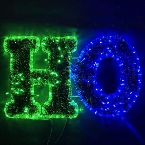 HO Blue & Green Tinsel Rope Light Motif