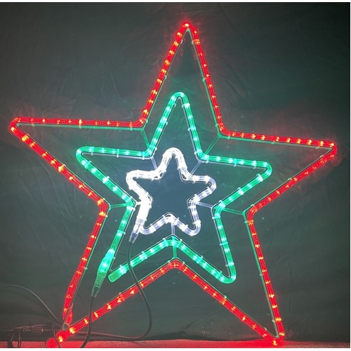 Red/green/white Flashing Star Rope Light Motif