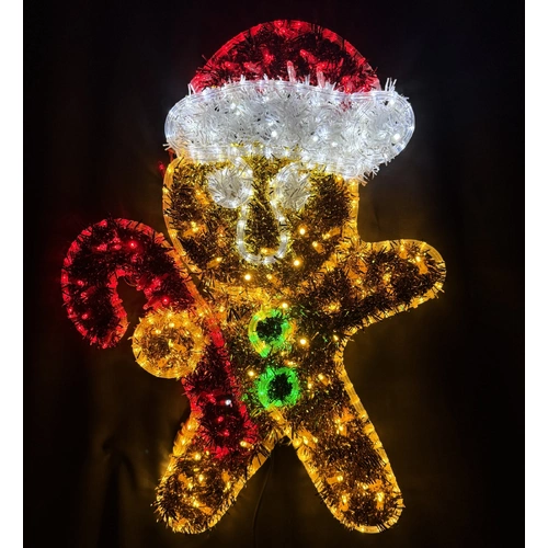 Tinsel Gingerbread Boy Rope Light Motif 80cm