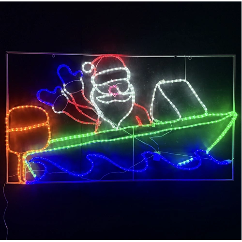 Large Santa in Speed Boat Rope Light Motif