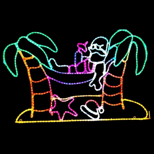 Santa on the Beach Rope Light Motif