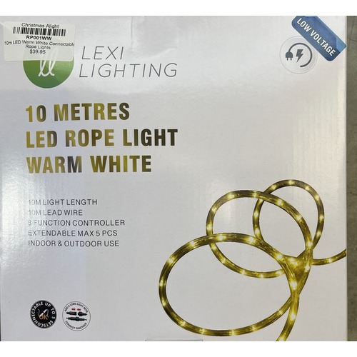 10m LED Warm White Connectable Rope Lights