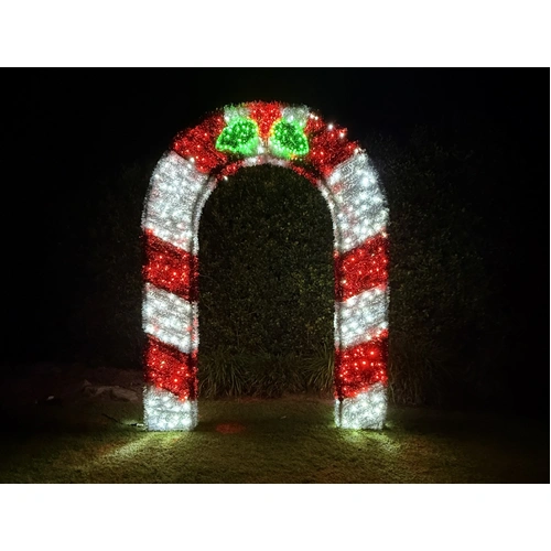 Red and White 3D Arch Rope Light Motif