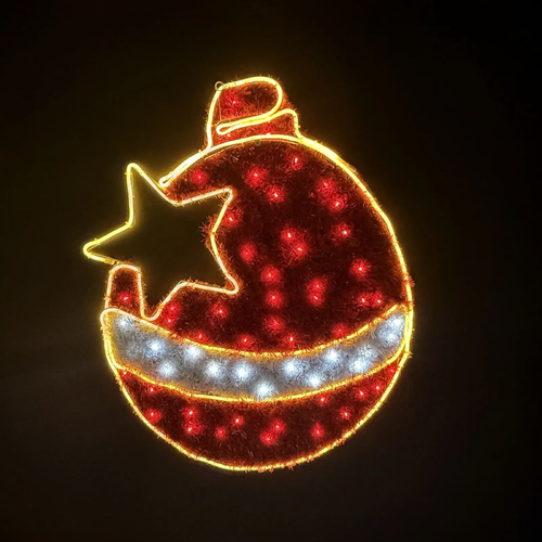 Neon Red Bauble with Star Rope Light Motif