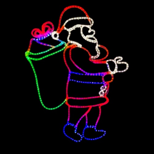 LED Santa with Sack Rope Light Motif - 1 available instore only
