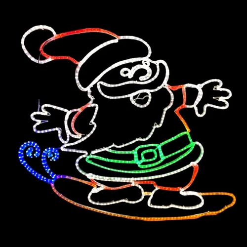 Large Santa Surfing Rope Light Motif
