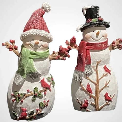 20cm Snowman with Cardinals