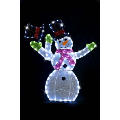 Tinsel Mesh Snowman Waving Motif 