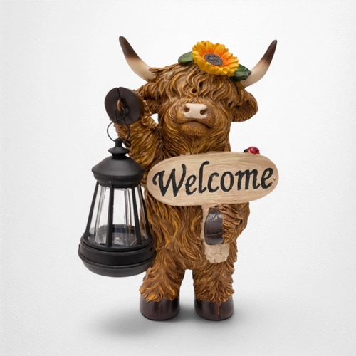 Highland Cow Solar Garden Ornaments