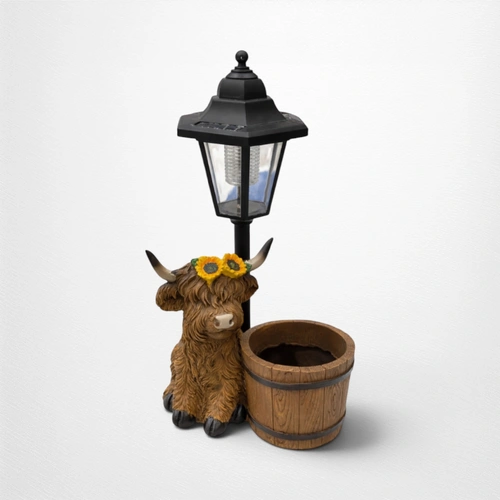 Highland Cow Solar Garden Planter Pot