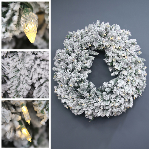 100cm Diameter Snow Capped Wreath with Lights