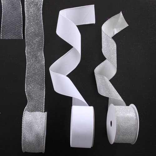 Silver Wired Ribbon - 6.5cm wide - 3 choices
