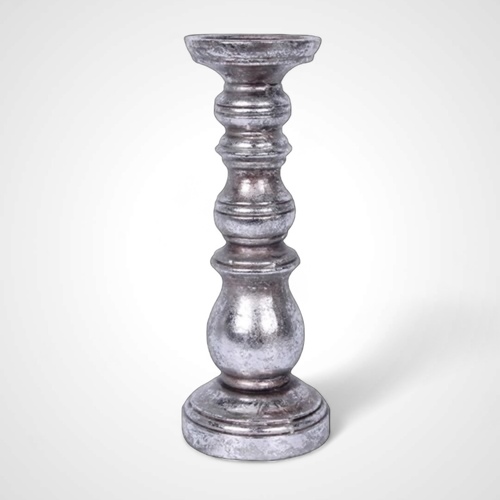 Antique Silver Candle Holder - 17.5cm high