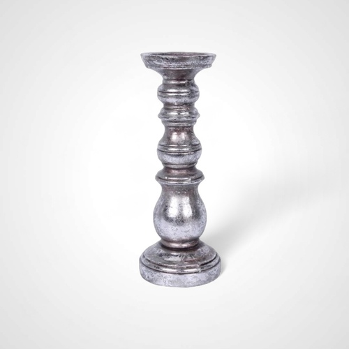 Antique Silver Candle Holder - 26cm high