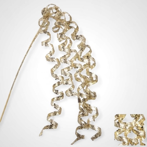 Gold Swirly Glitter Stem - 70cm
