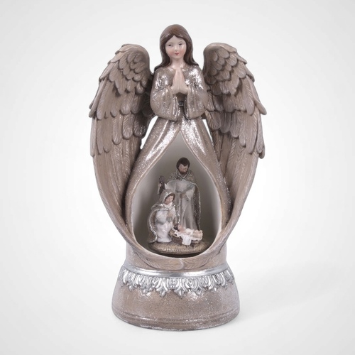 Poly Resin Angel w/Holy Family