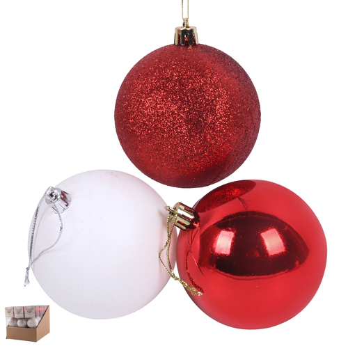 Red/White Baubles 3pk