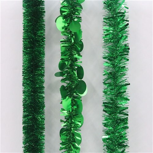 2m Green Christmas Tinsel - 3 assorted
