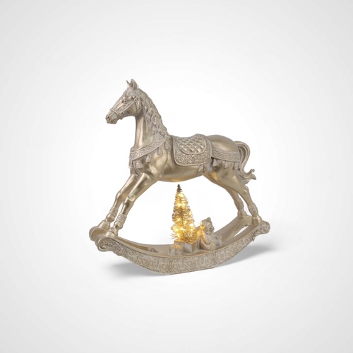 Gold Resin Rocking Horse with Light