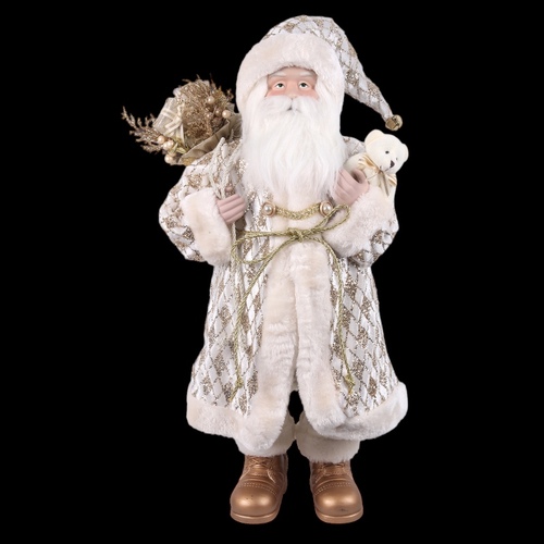 60cm Luxe Gold & White Santa
