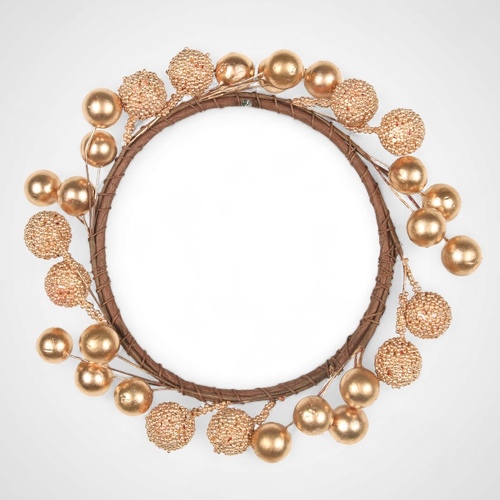 Gold Glitter Bauble Candle Wreath