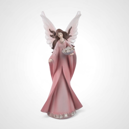 37.5cm Pink Resin Angel