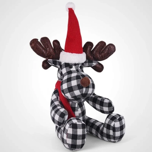 Black & White Check Reindeer