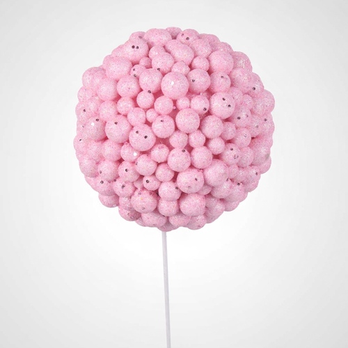 12cm pink Glitter Ball on Stem