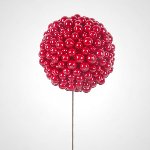 12cm Red Berry Ball on Stem